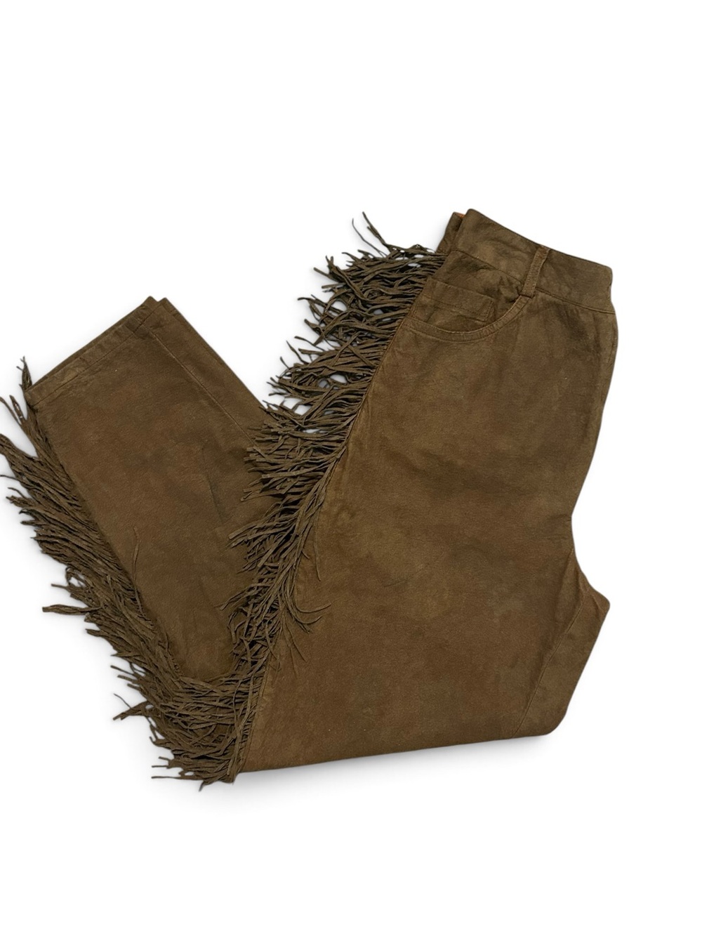 60s 70s FRINGE Faux Suede Pants 28” x 29” Vintage